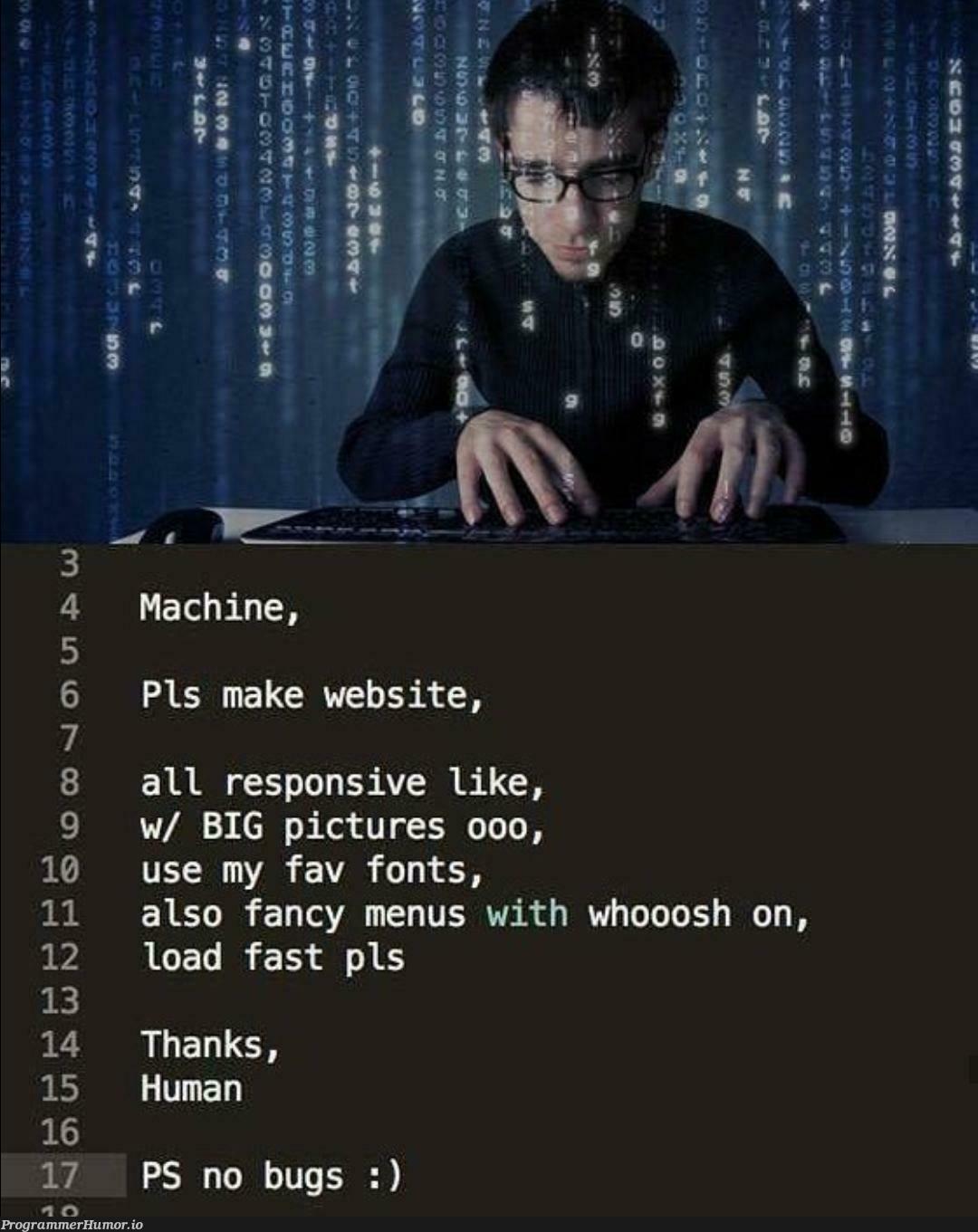 Machine, pls make website meme